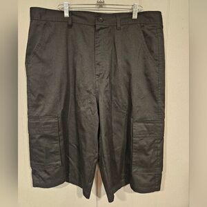 Vintage Denim & Rivets Mens 38 Cargo Shorts Black Dressy Flat Front 13" Inseam